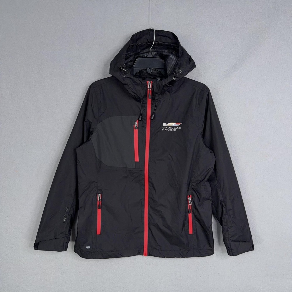 Stormtech Jacket Womens Medium Black Hooded Cadillac Racing Logo Windbreaker